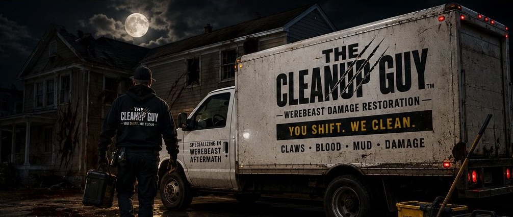 The Cleanup Guy truck arriving on scene at night